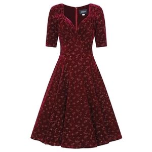 NWT Collectif Trixie Doll Dress Wine